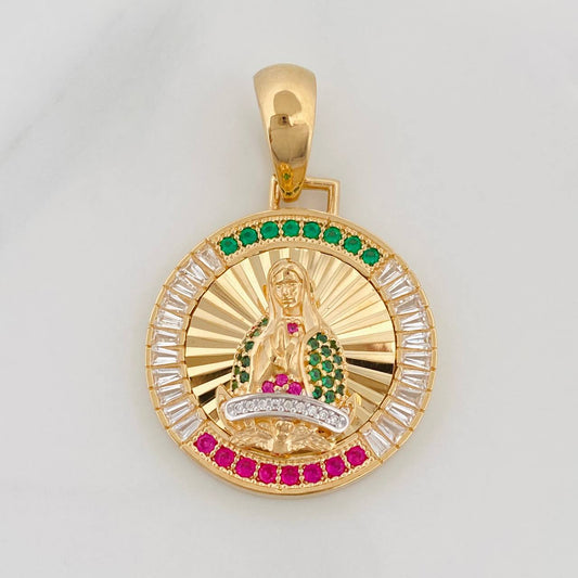 Dije Virgen Guadalupe 7g / 1 1/2 in Dos Oros Amarillo Blanco 18K