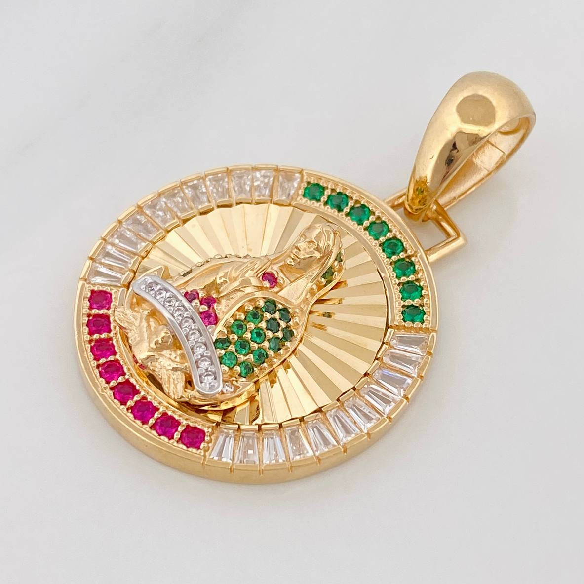 Dije Virgen Guadalupe 7g / 1 1/2 in Dos Oros Amarillo Blanco 18K