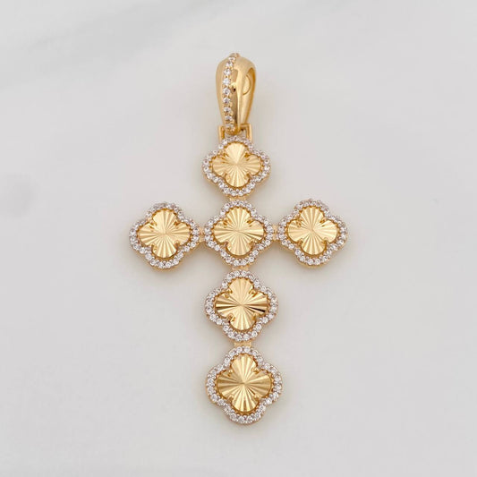 Dije Cruz Trébol 4.95g / 2 in Dos Oros Amarillo Blanco 18K