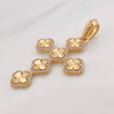 Dije Cruz Trébol 4.95g / 2 in Dos Oros Amarillo Blanco 18K