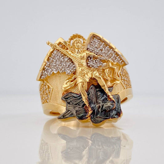 Anillo San Miguel Arcángel 15.5g / T10 1/2 Tres Oros 18K