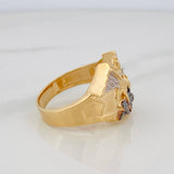 Saint Michael Archangel Ring 10.1g / Size 10 3/4 Three Golds 18K