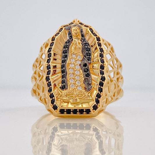 Anillo Virgen Guadalupe 8.4g / T11 1/4 Dos Oros Negro Amarillo 18K