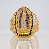 Anillo Virgen Guadalupe 8.4g / T11 1/4 Dos Oros Negro Amarillo 18K