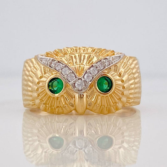 Anillo Búho 5.25g / T8 3/4 Dos Oros Amarillo Blanco 18K
