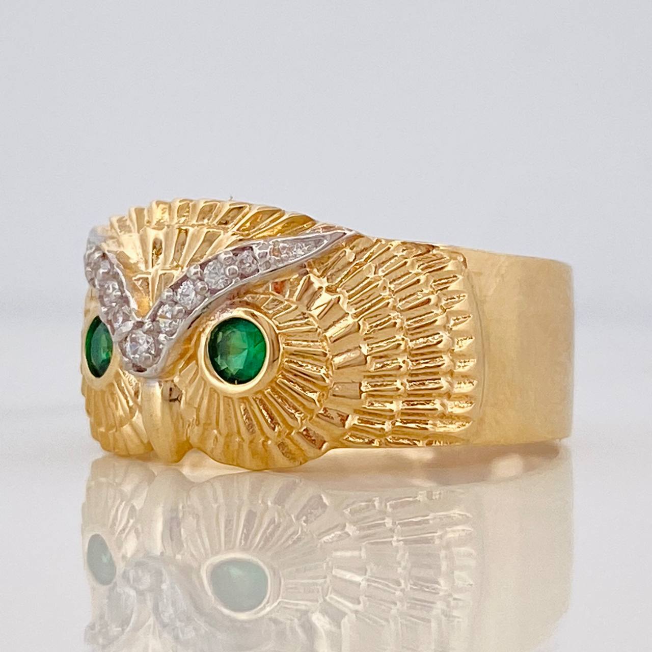 Owl Ring 5.25g / Size 8 3/4 Two-Tone Yellow White Gold 18K