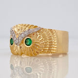 Owl Ring 5.25g / Size 8 3/4 Two-Tone Yellow White Gold 18K
