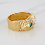 Owl Ring 5.25g / Size 8 3/4 Two-Tone Yellow White Gold 18K