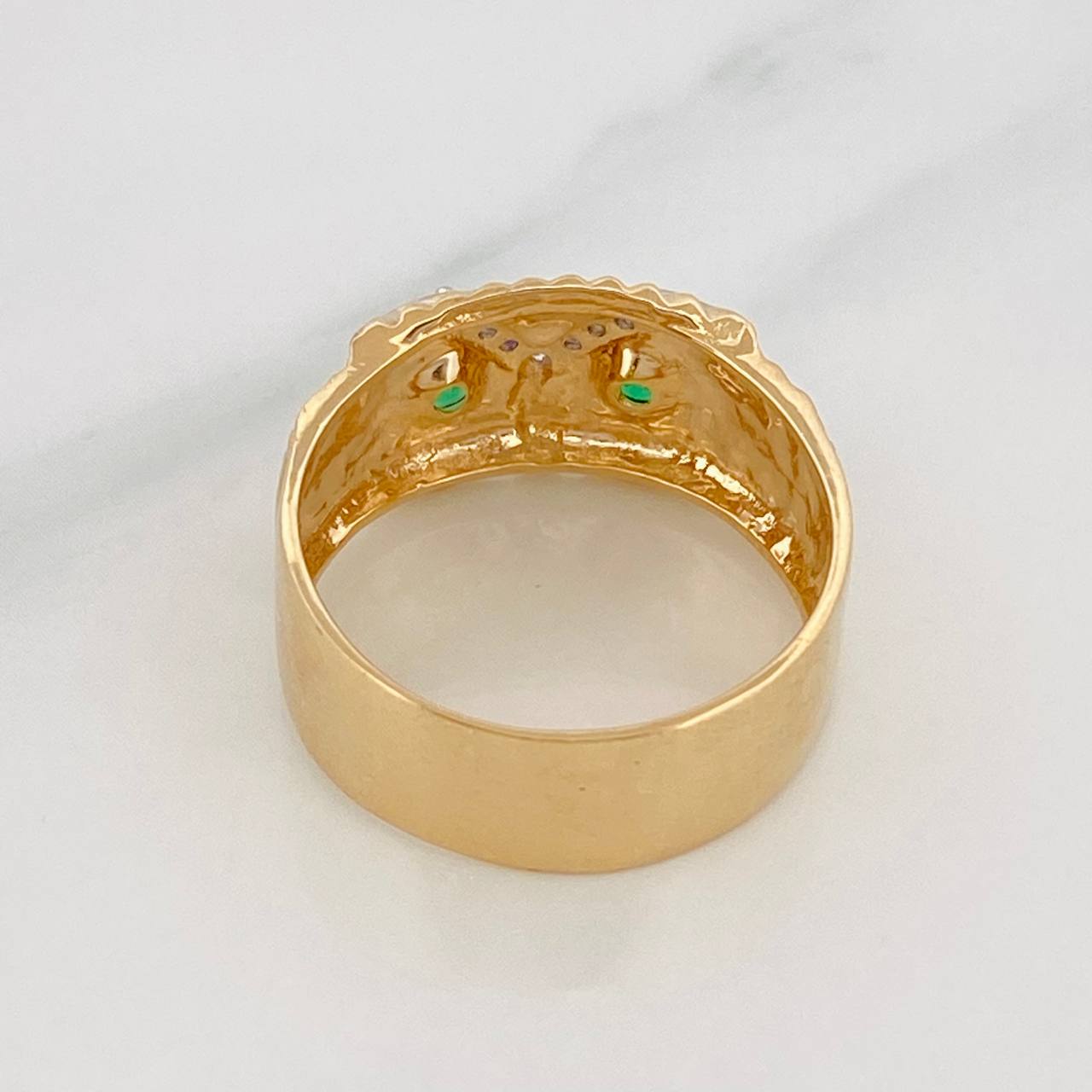 Owl Ring 5.25g / Size 8 3/4 Two-Tone Yellow White Gold 18K