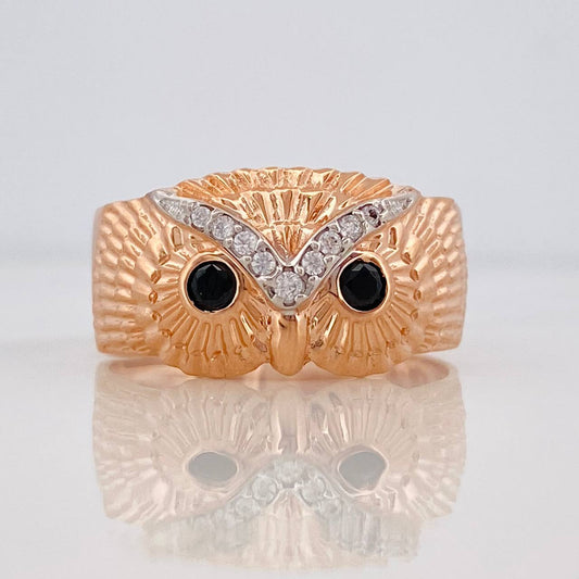 Anillo Búho 4.4g / T9 3/4 Dos Oros Blanco Rosa 18K