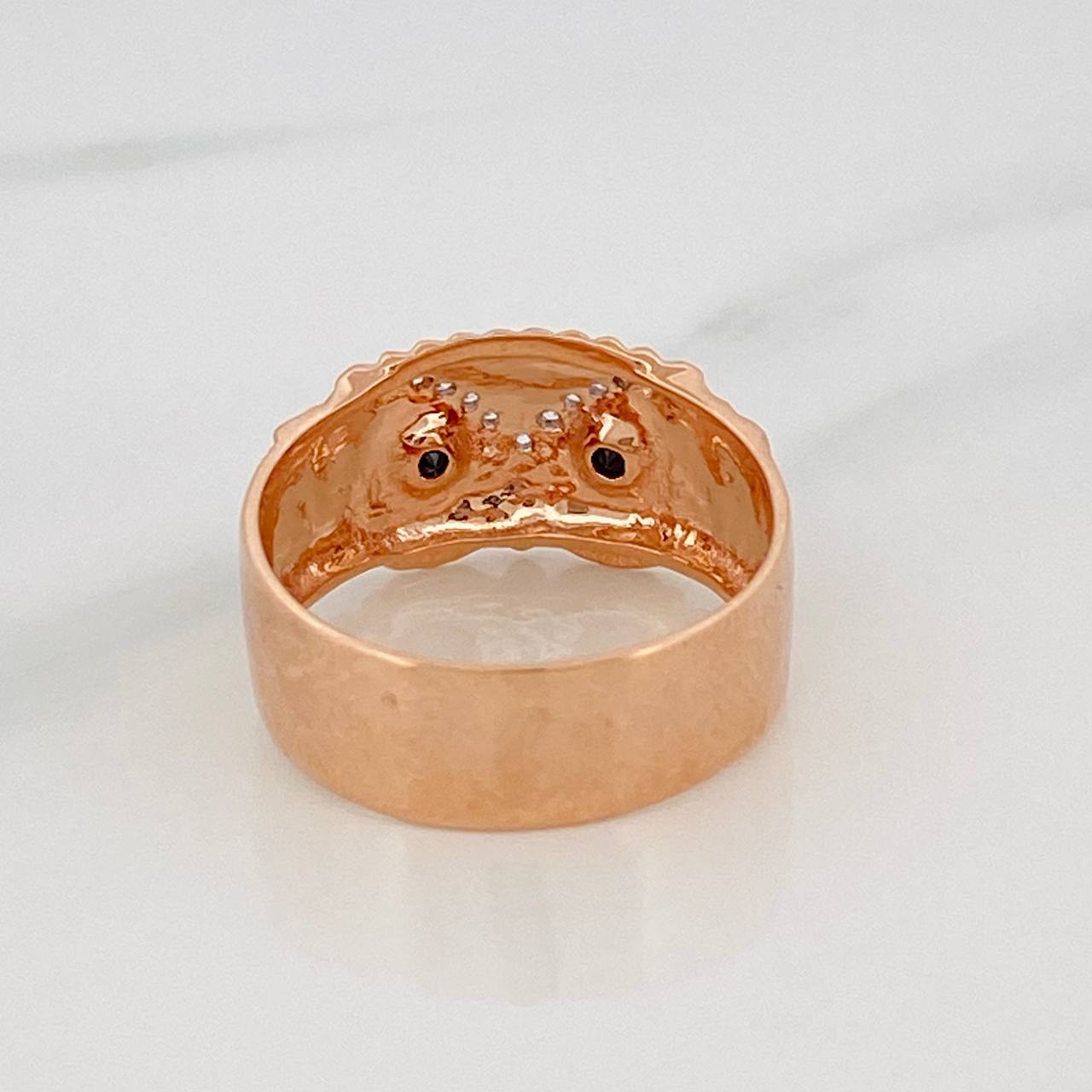 Anillo Búho 4.4g / T9 3/4 Dos Oros Blanco Rosa 18K