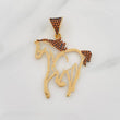 Pendant Horse 2.8g / 1 1/2 in Two Golds Black Yellow 18K