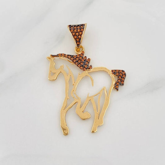 Dije Caballo 2.8g / 1 1/2 in Dos Oros Negro Amarillo 18K