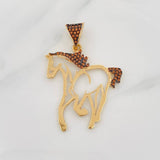 Pendant Horse 2.8g / 1 1/2 in Two Golds Black Yellow 18K