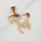 Pendant Horse 2.8g / 1 1/2 in Two Golds Black Yellow 18K