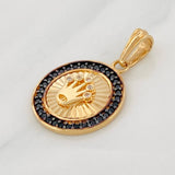 Pendant Crown 2.25g / 3/4 in Two Golds Black Yellow 18K