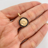 Pendant Crown 2.25g / 3/4 in Two Golds Black Yellow 18K
