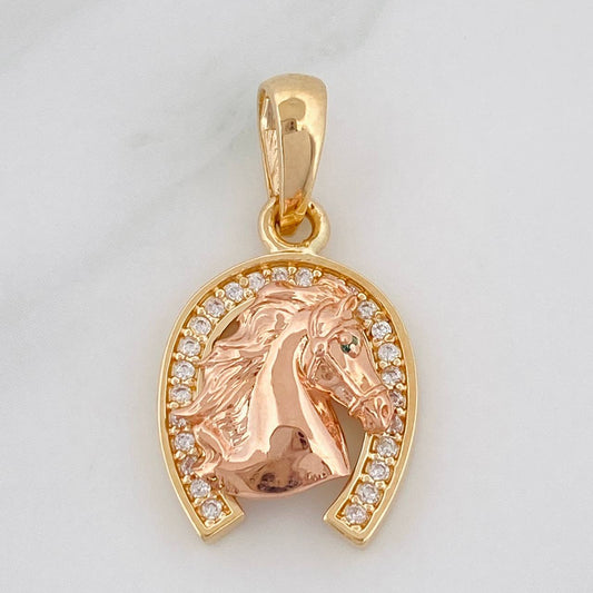 Dije Herradura Caballo 2.55g / 3/4 in Dos Oros Amarillo Rosa 18K