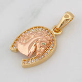 Pendant Horseshoe Horse 2.55g / 3/4 in Two Golds Yellow Rose 18K