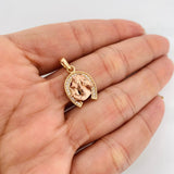 Pendant Horseshoe Horse 2.55g / 3/4 in Two Golds Yellow Rose 18K