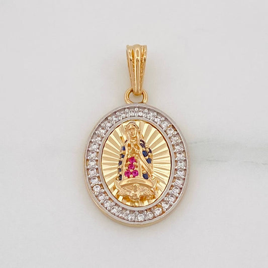Dije Virgen de Guadalupe 2.75g / 3/4 in Dos Oros Amarillo Blanco 18K