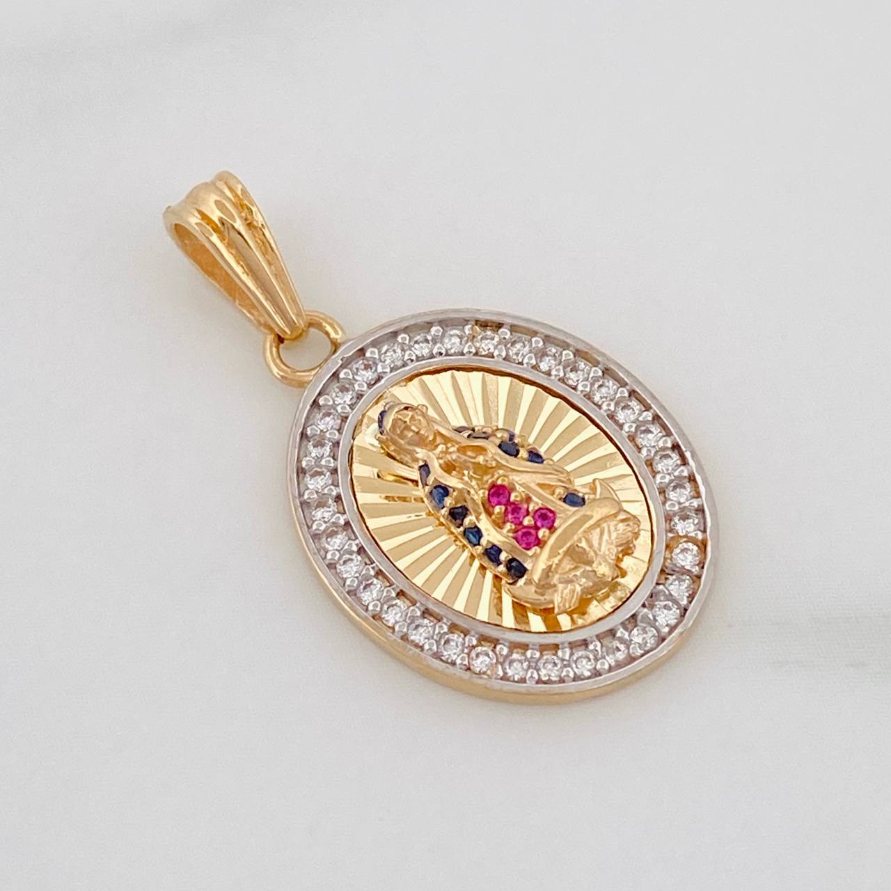 Pendant Virgin of Guadalupe 2.75g / 3/4 in Two-Tone Yellow White 18K Gold