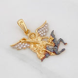Pendant Archangel Saint Michael 2.85g / 3/4 in Three Golds 18K