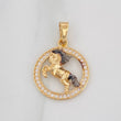 Pendant Horse 1.5g / 3/4 in Two Golds Black Yellow 18K