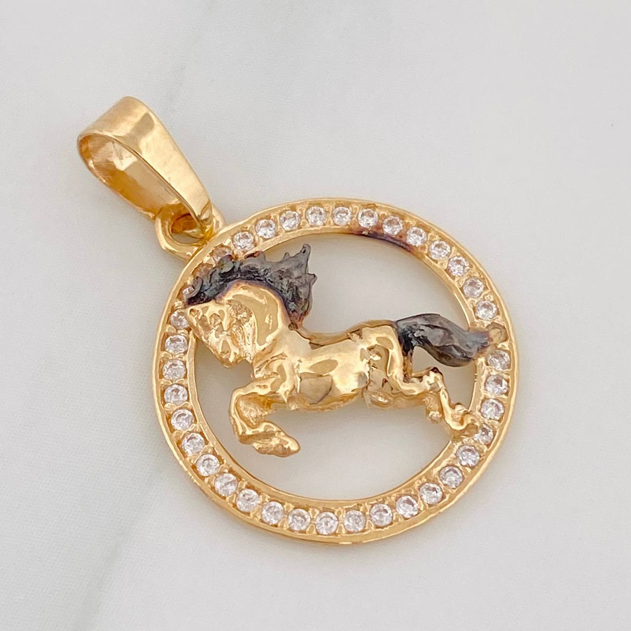 Pendant Horse 1.5g / 3/4 in Two Golds Black Yellow 18K