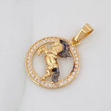 Pendant Horse 1.5g / 3/4 in Two Golds Black Yellow 18K