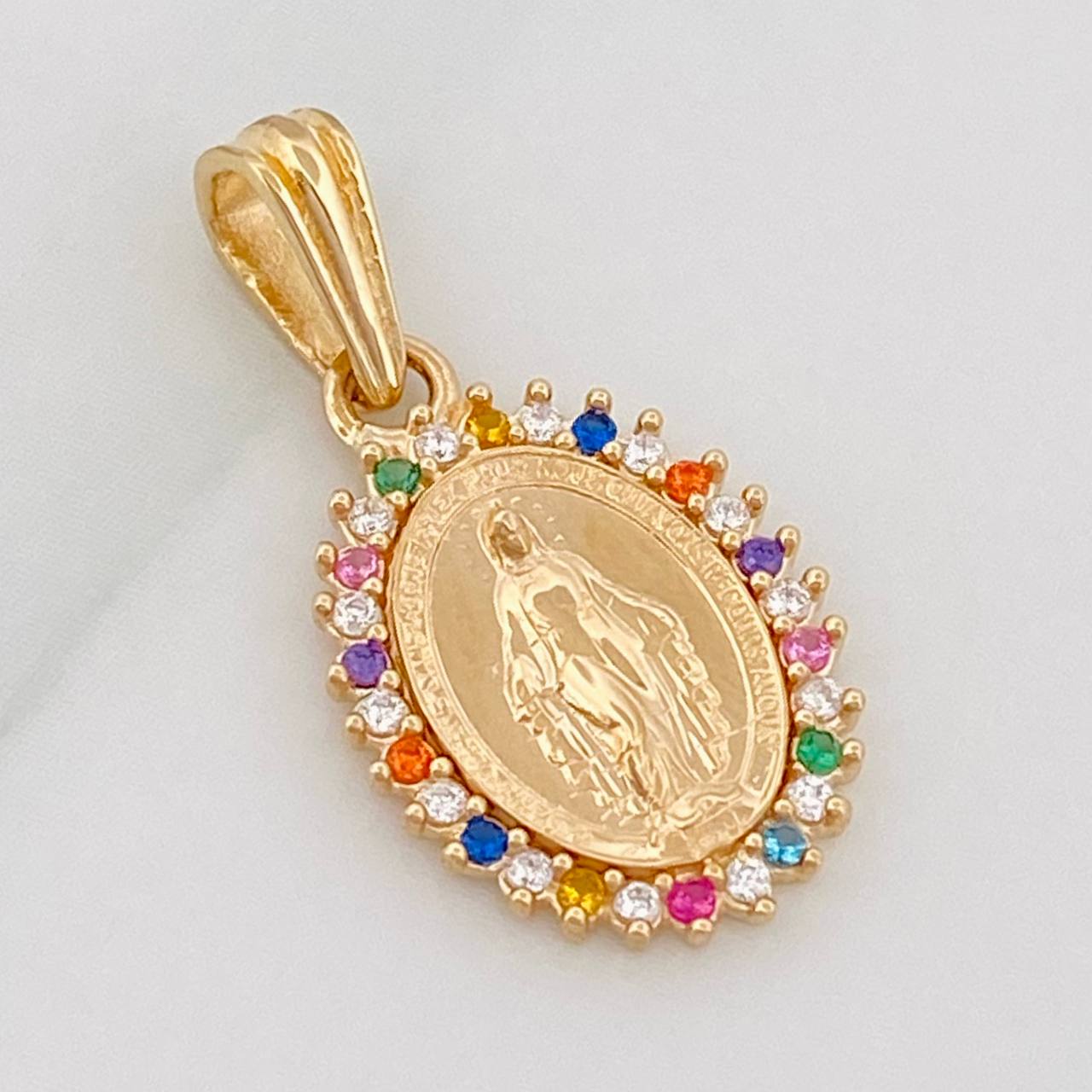 Pendant Miraculous Virgin 1.45g / 3/4 in Yellow Gold 18K
