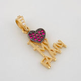 Pendant Family Heart 1.55g / 3/4 in Two Golds Black Yellow 18K