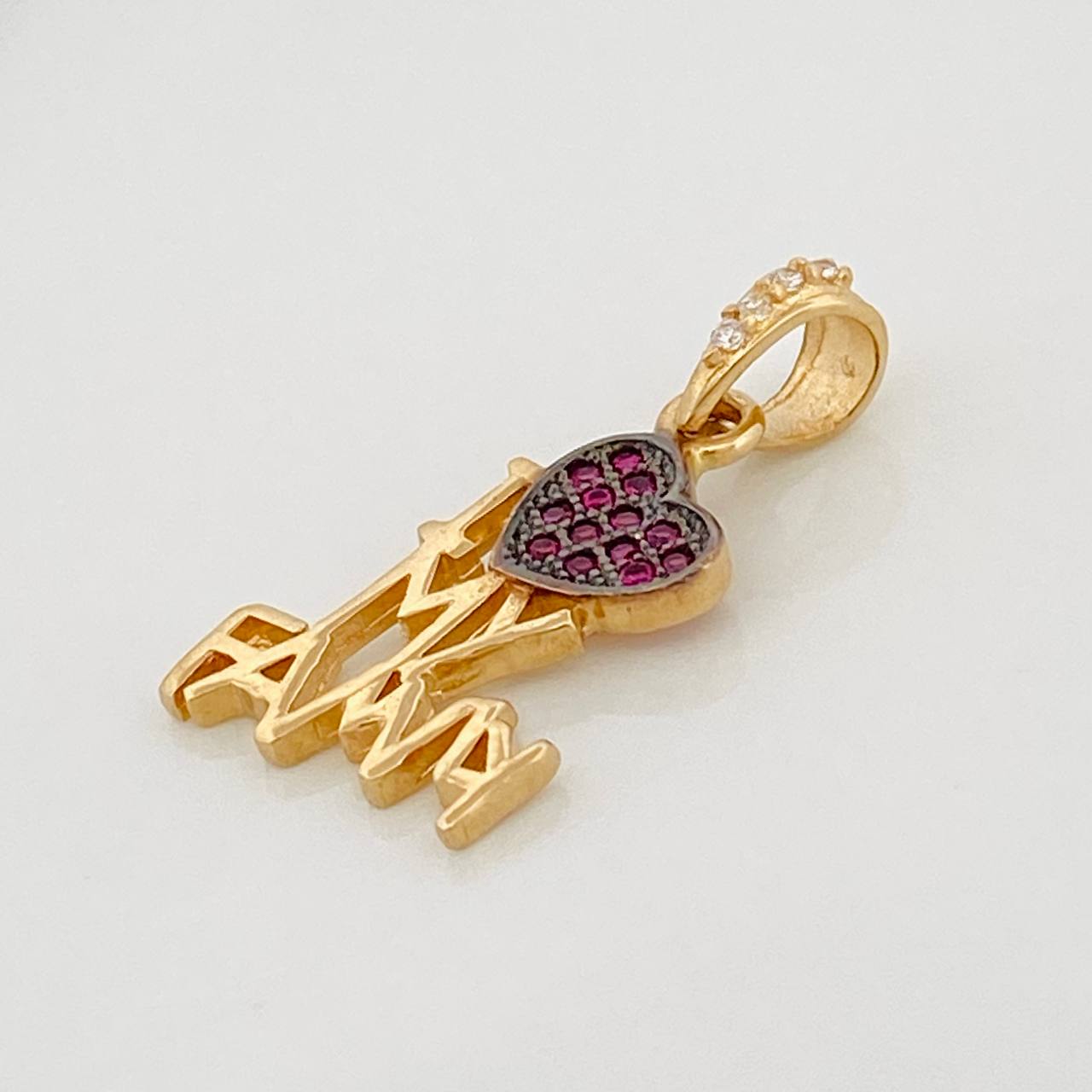 Pendant Family Heart 1.55g / 3/4 in Two Golds Black Yellow 18K
