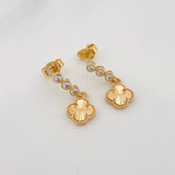 Stud Earrings Halo Clover 2.15g / in / 2.6mm Yellow Gold 18K