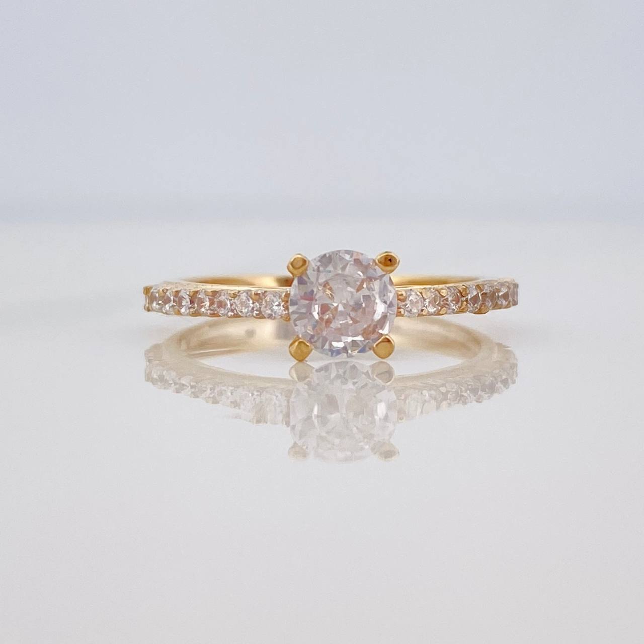 Solitaire Bridge Ring 2.4g / T7 Yellow Gold 18K