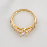 Solitaire Bridge Ring 2.4g / T7 Yellow Gold 18K