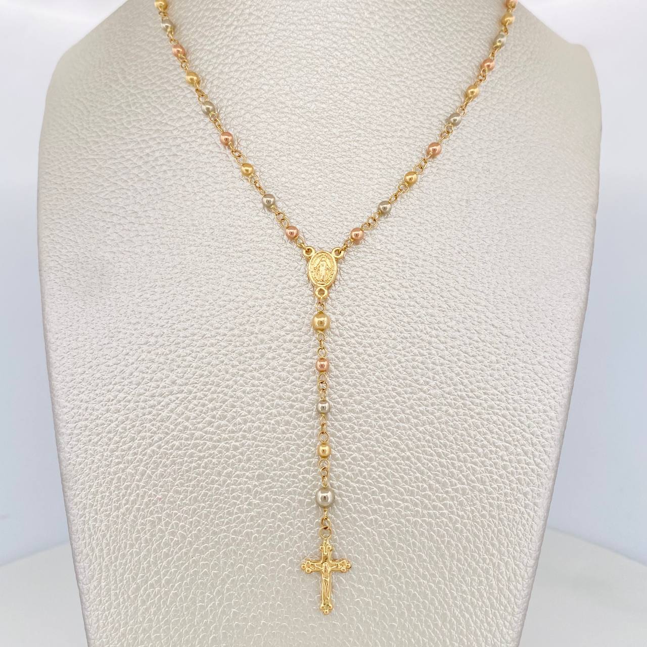 Rosary Miraculous Virgin 6.25g / 19 3/4 in / 3.7mm Three Golds 18K