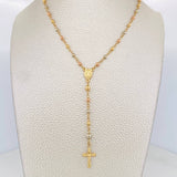 Rosary Virgin Miraculous Cross Christ 6.1g / 19 in / 3mm - 4mm Three Golds 18K