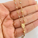 Rosary Virgin Miraculous Cross Christ 6.1g / 19 in / 3mm - 4mm Three Golds 18K