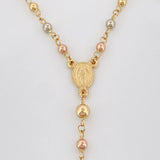 Rosary Virgin Miraculous Cross Christ 6.1g / 19 in / 3mm - 4mm Three Golds 18K