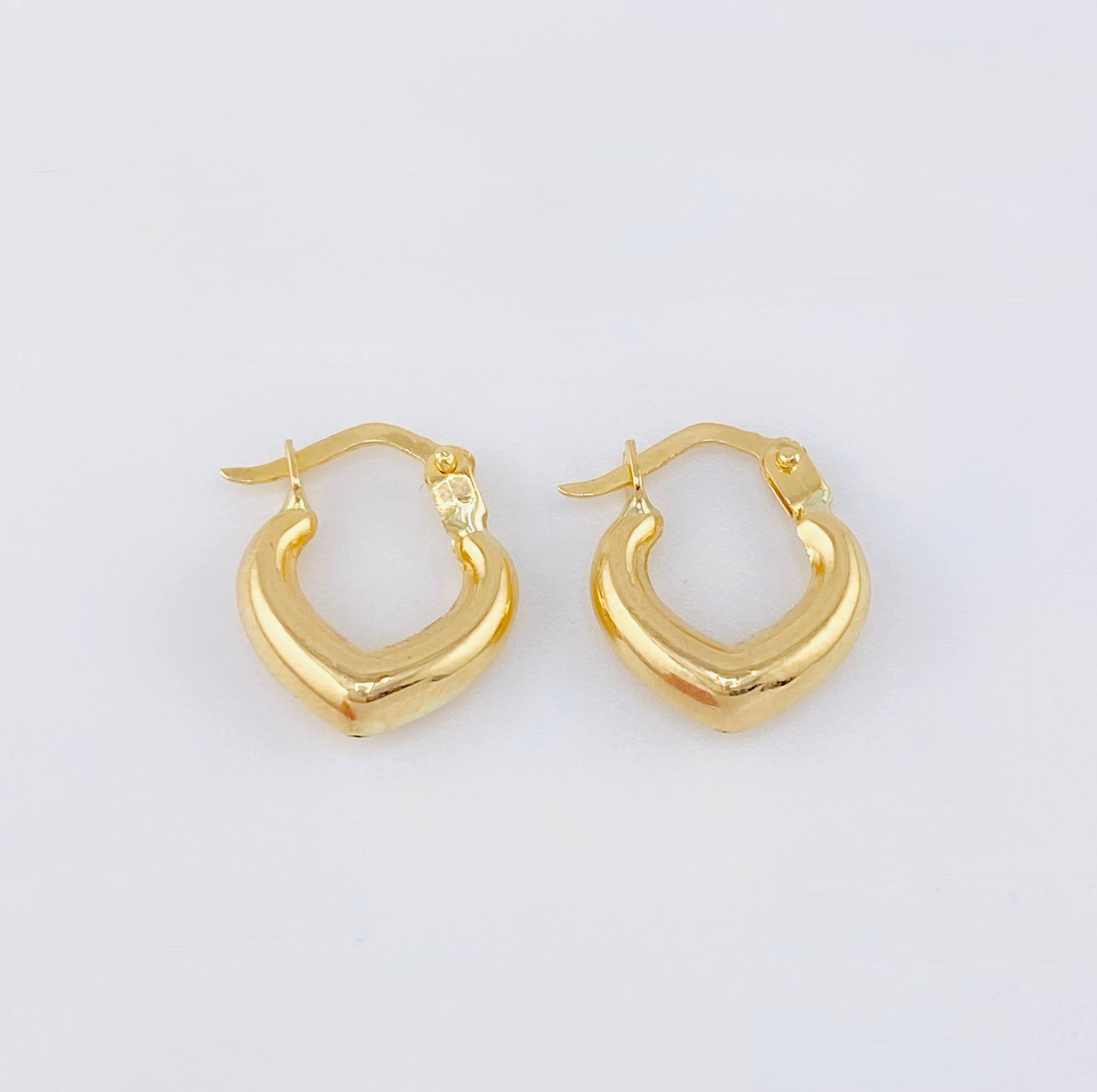 Candongas Corazon Liso 1.1gr / 1/2 in / Oro Amarillo 18K