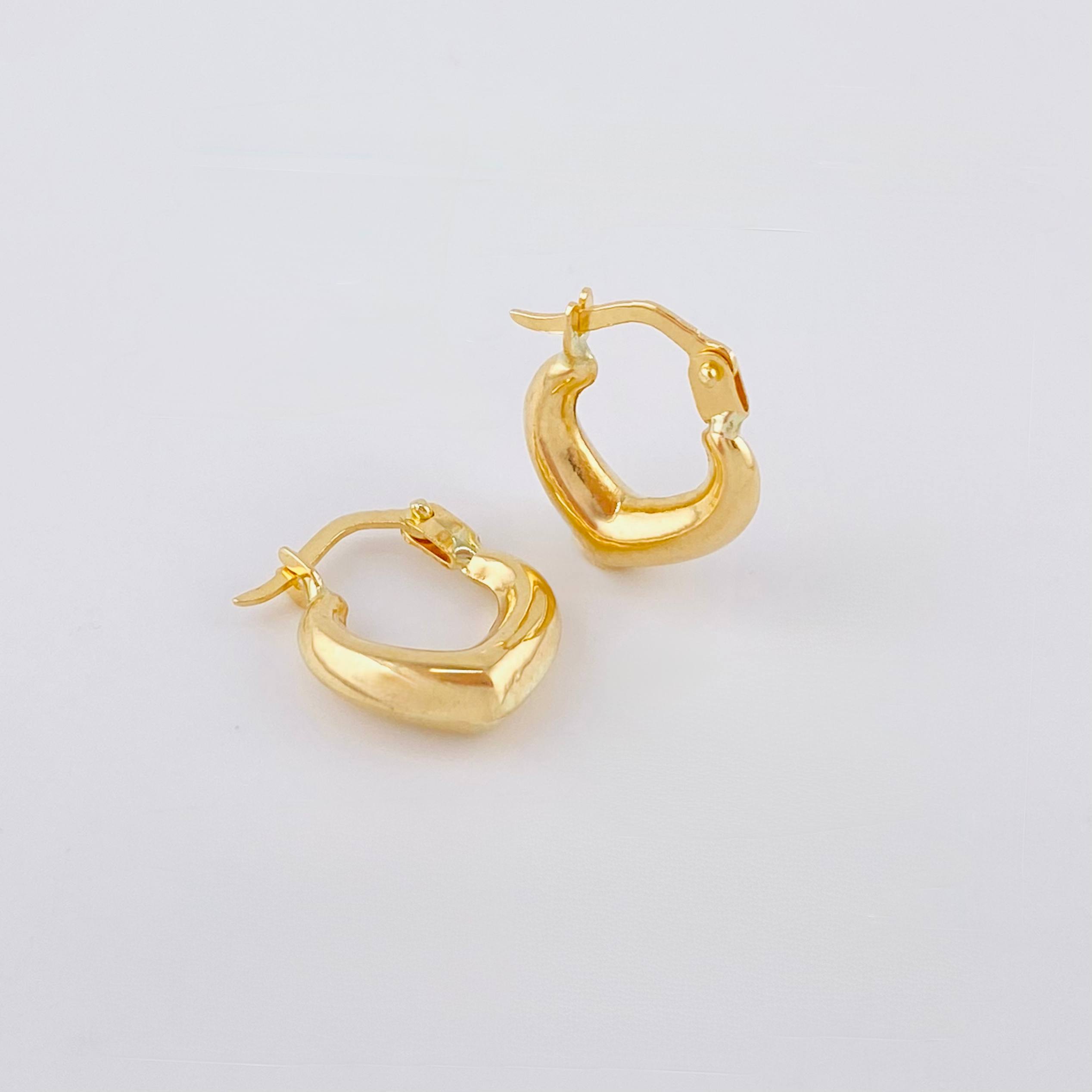 Candongas Corazon Liso 1.1gr / 1/2 in / Oro Amarillo 18K