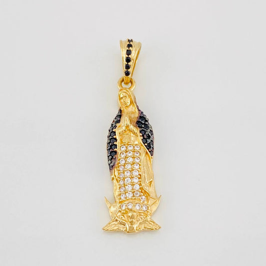 Pendant Virgin of Guadalupe 3.55g / 1 1/4 in Two-Tone Black Yellow Gold 18K