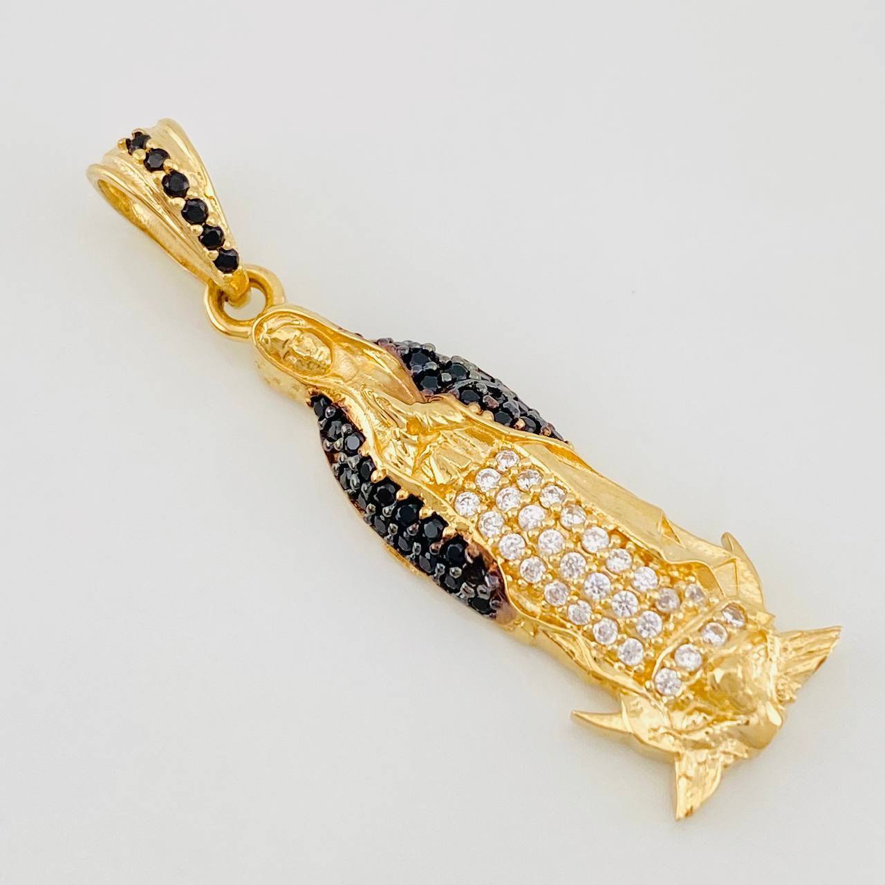 Pendant Virgin of Guadalupe 3.55g / 1 1/4 in Two-Tone Black Yellow Gold 18K