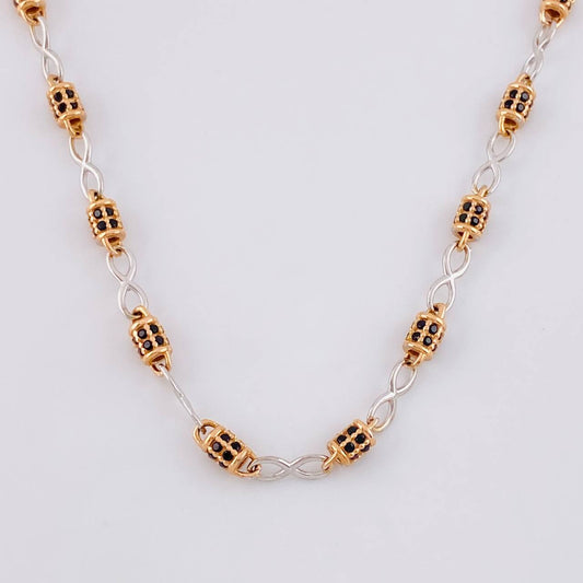 Rustic Infinity Barrel Chain 19.2g / 25 3/4 in / 3.4mm Two-Tone White and Rose Gold 18K