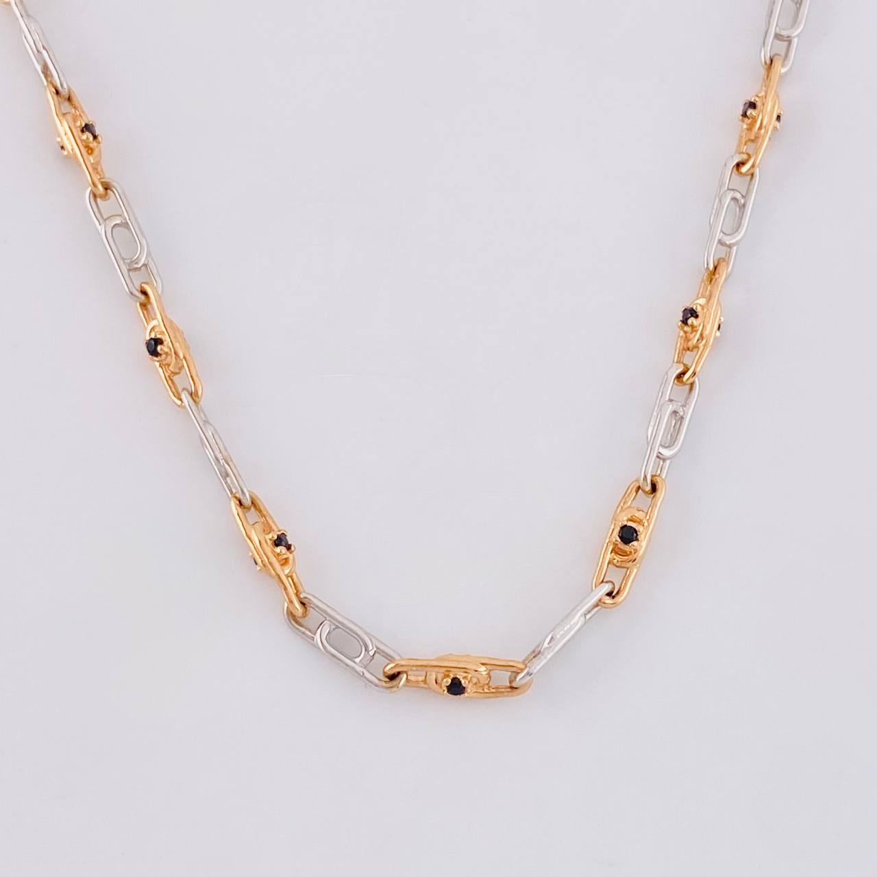 Rustic Chain Assembled Box 18.05g / 25 1/2 in / 2.8mm Two-Tone White and Rose Gold 18K