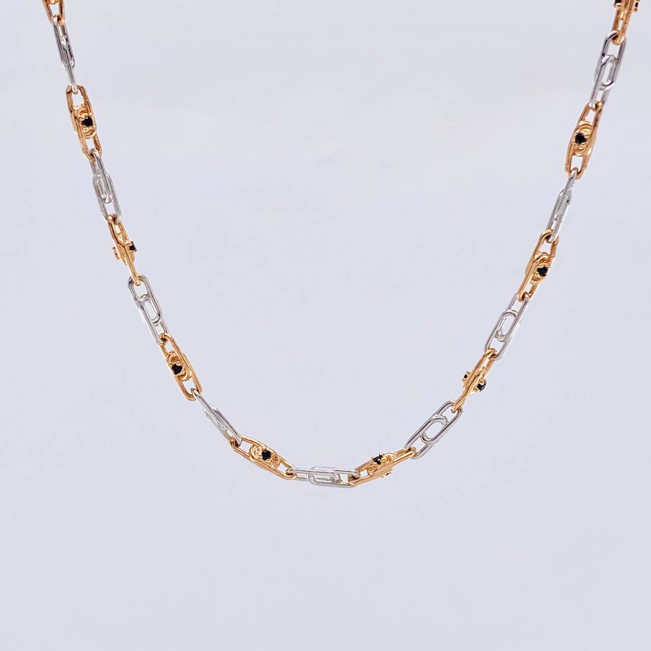 Rustic Chain Assembled Box 18.05g / 25 1/2 in / 2.8mm Two-Tone White and Rose Gold 18K