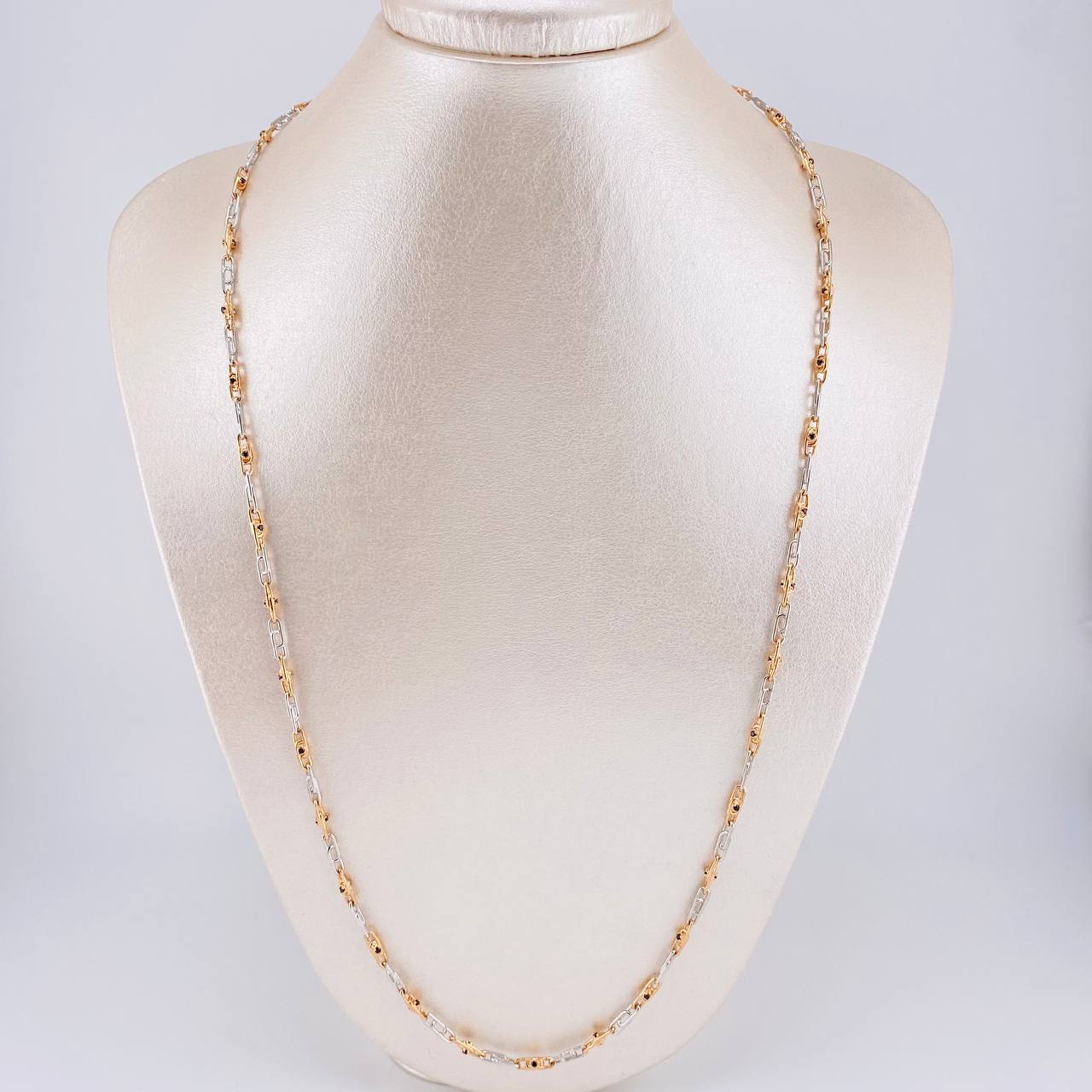 Rustic Chain Assembled Box 18.05g / 25 1/2 in / 2.8mm Two-Tone White and Rose Gold 18K