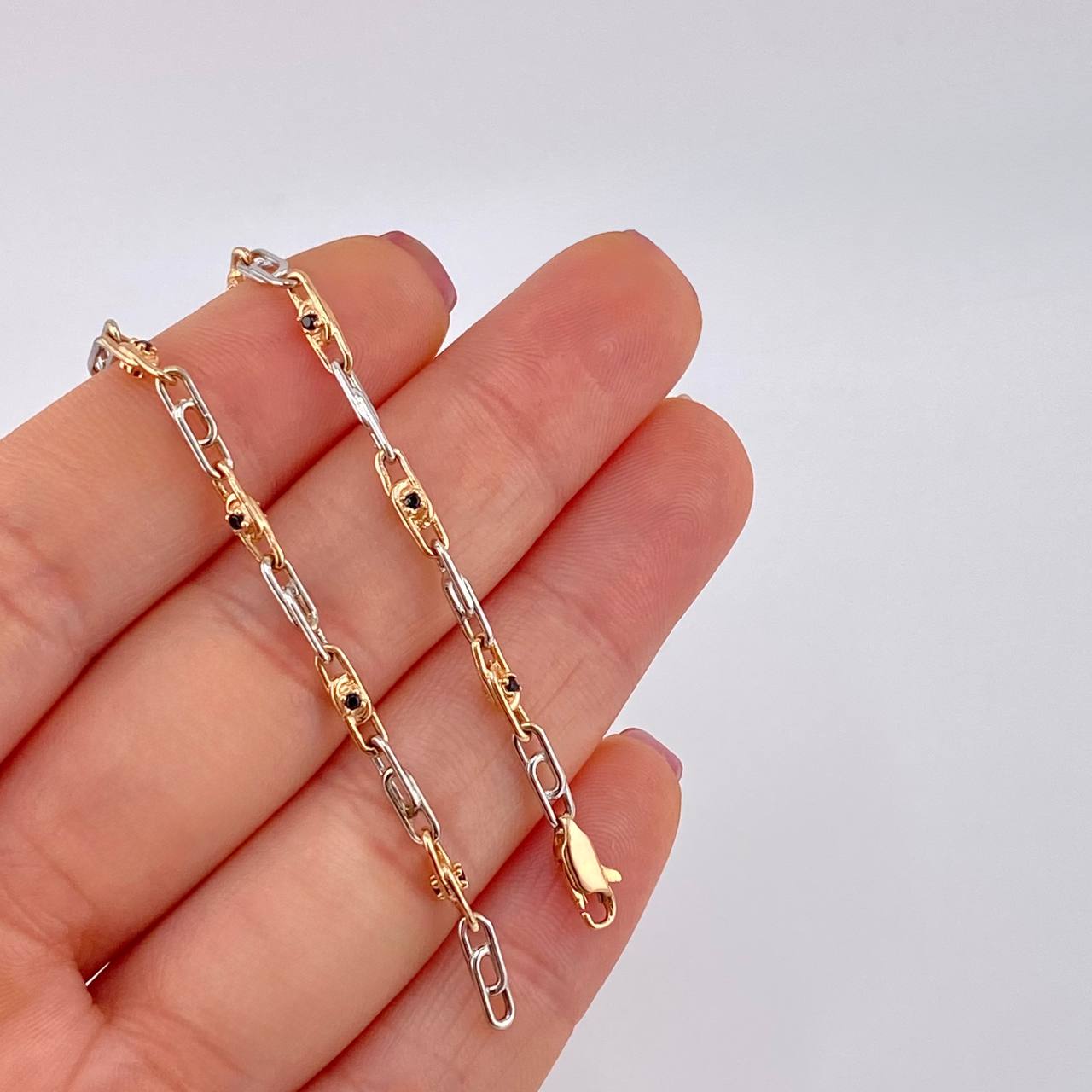 Rustic Chain Assembled Box 18.05g / 25 1/2 in / 2.8mm Two-Tone White and Rose Gold 18K