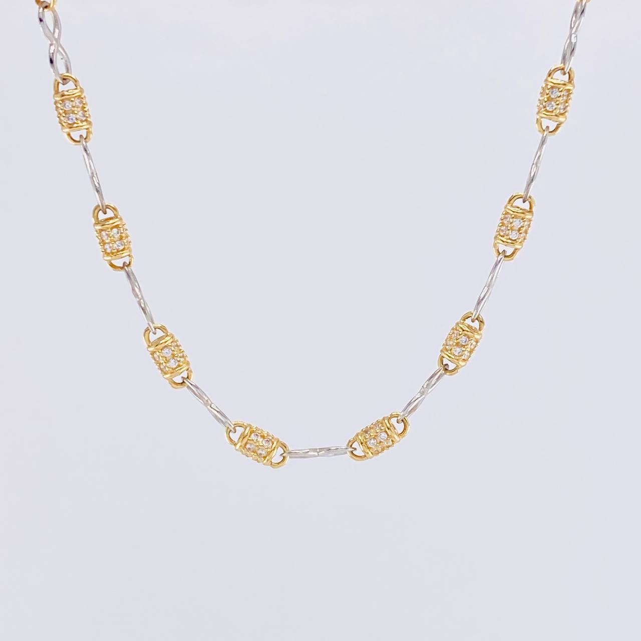 Cadena Rustica Infinito Barril 20g / 26 in / 3.4mm Dos Oros Amarillo Blanco 18K